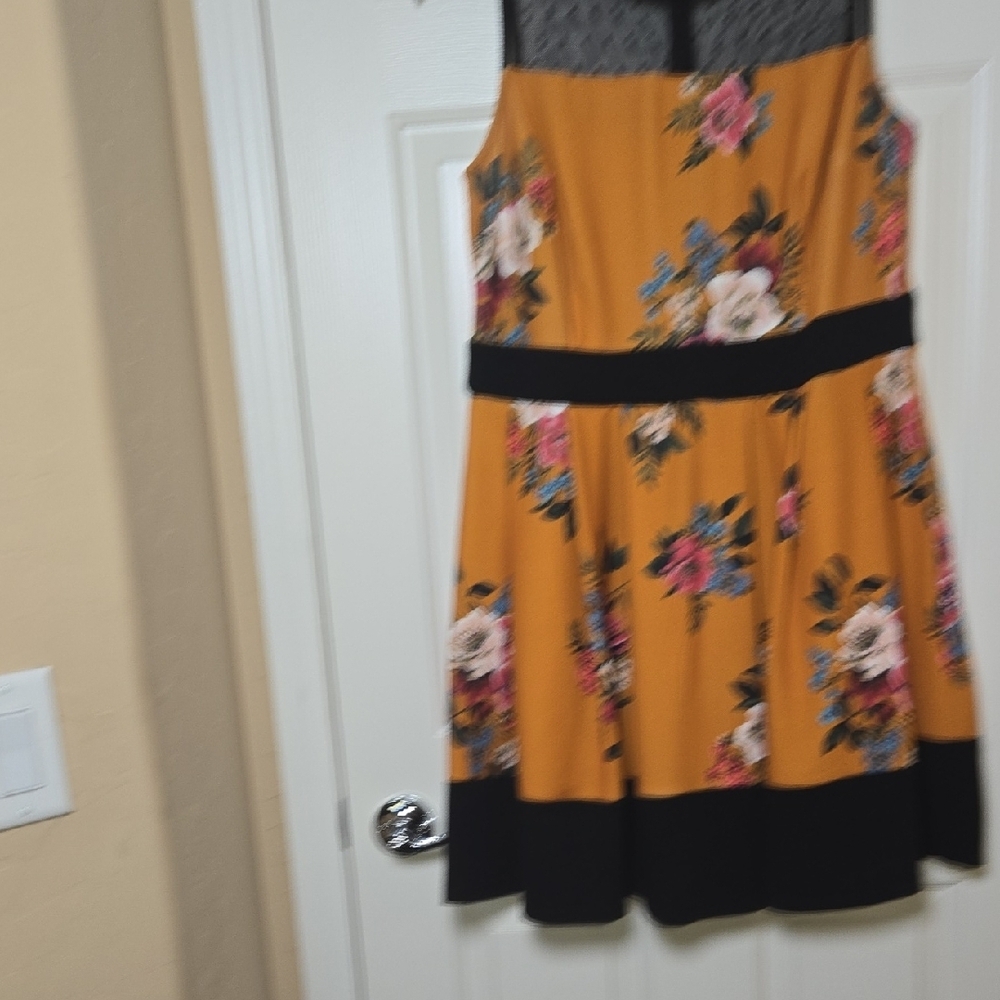 SMAK PARLOUR 2X MUSTARD FLORAL RETRO Romantic Unique LIGHTWEIGHT STRETCHY Dress - Picture 5 of 15